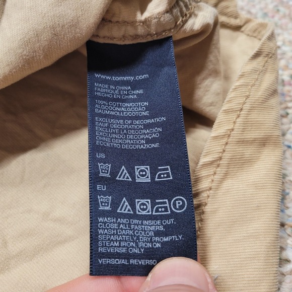 Tommy Hilfiger Shirt Mens 2XL Beige Corduroy Button Up Long Sleeve Safari Trim - Picture 13 of 15